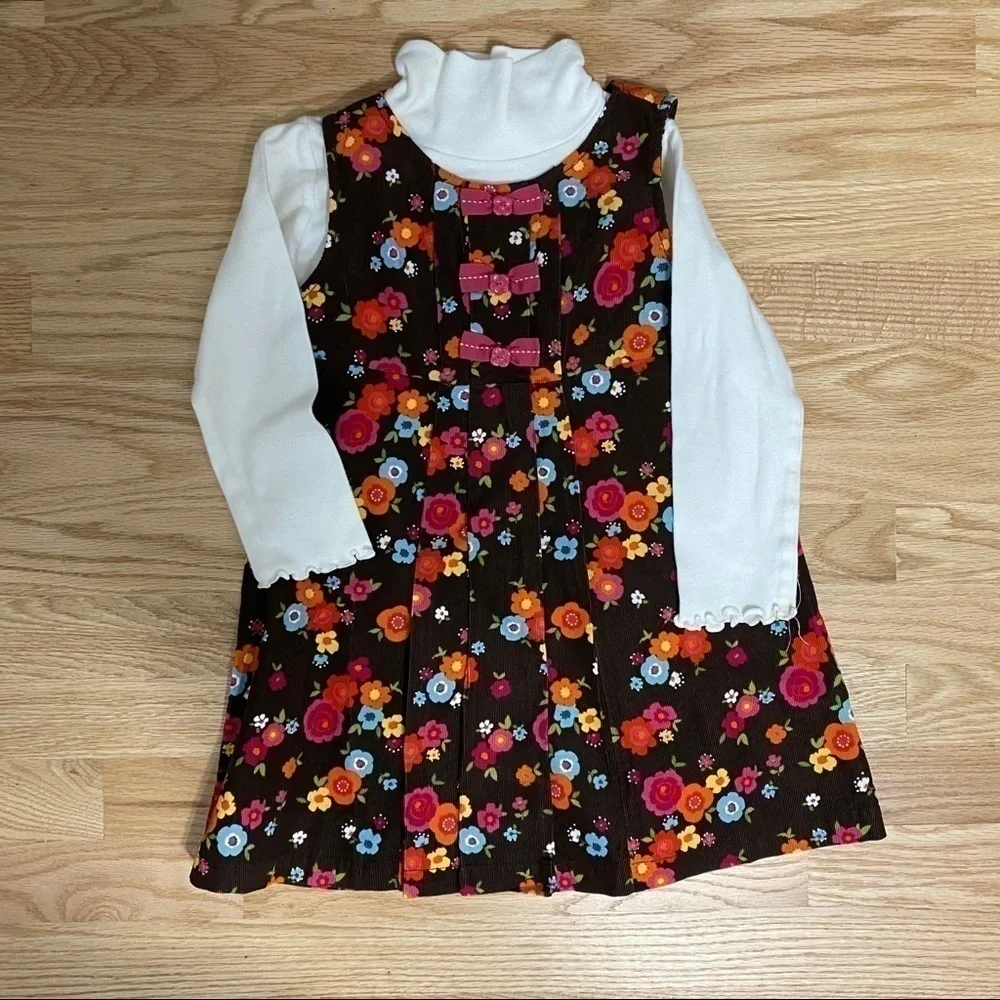 Gymboree Outfit Bundle Brown Floral Sz 4 Girls